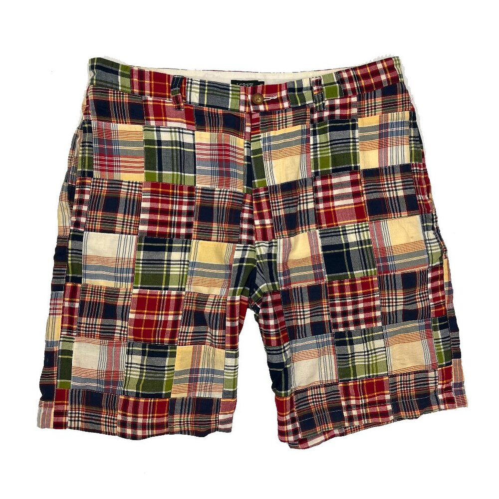 J. Crew Multicolor Patchwork Madras Cotton Shorts